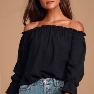 Lulus Black Off The Shoulder Blouse Size Small